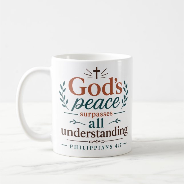 Guds frid överstiger all förståelse Skriftställe Kaffemugg (Vänster)