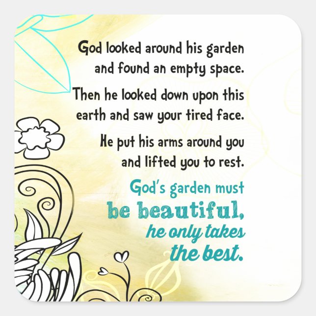 Guds Garden Fyrkantigt Klistermärke (Framsida)
