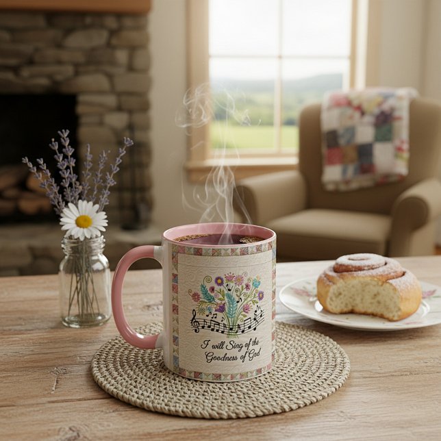 Guds godhet quiltad look blommig musik mugg (Skapare uppladdad)