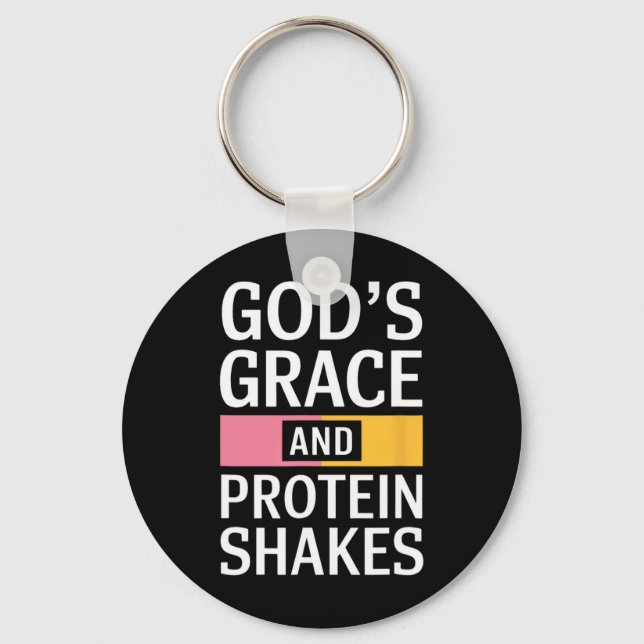 Guds Grace och proteingshakes - Christian Nyckelring (Framsida)