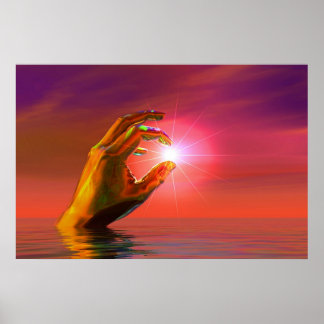 Guds hand som håller solen poster