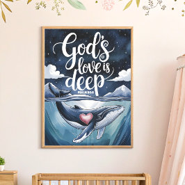 Guds kärlek är djup Boho kristen barnkammare väggk Poster