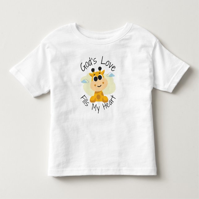 Guds Kärlek fyller mitt hjärta Giraffe Kids T-Shir T Shirt (Framsida)
