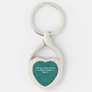 Guds Kärlek-skript, citattromer 5:8 Twisted Heart Silverfärgad Nyckelring