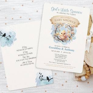 Guds lilla sparrow Baby Shower-inbjudan Inbjudningar