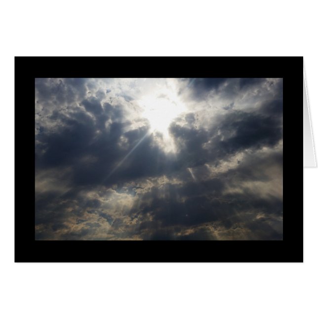 Guds ljus genom moln Sång av Sol. 2:3-kort Hälsningskort (Framsidan Horizontal)