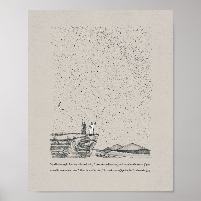 Guds löfte till Abraham - Genesis 15:5 Bible Wall Poster (Framsidan)