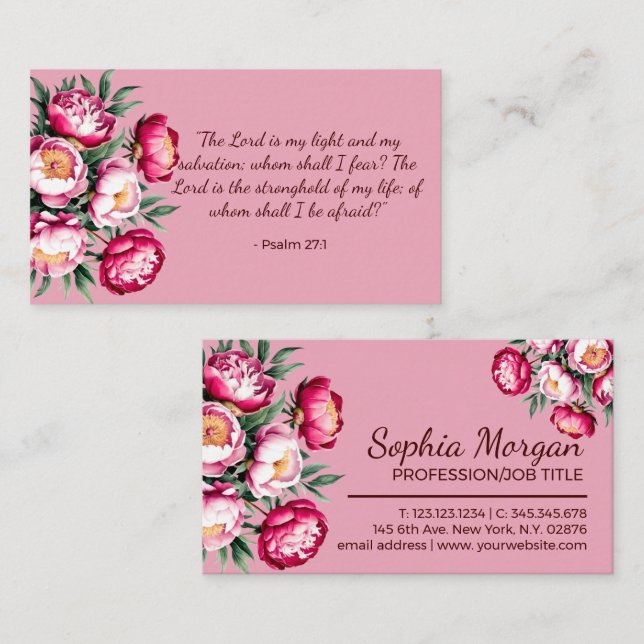 Guds löften Watercolor Scripture - Psalm 27:1 Visitkort (Fram/baksida)