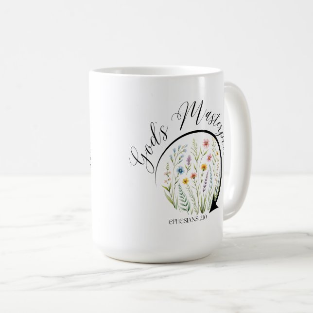 Guds Mästerverk Efesierbrevet 2:10 Bibelvers Kaffemugg (Framsida höger)