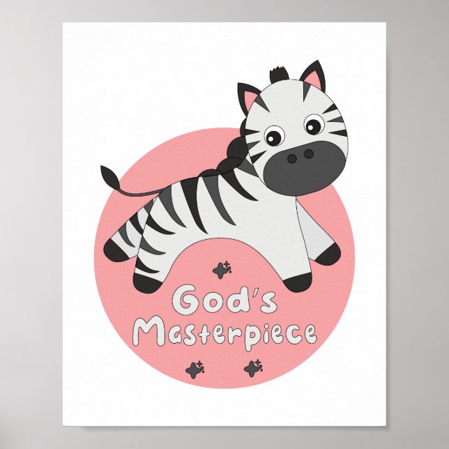 Guds mästerverk Kawaii lycklig baby zebra hoppande Poster (Framsidan)