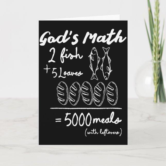 Guds matematik 2 fiskar 5 bröd 5000 måltider Tee  Kort (Framsida)