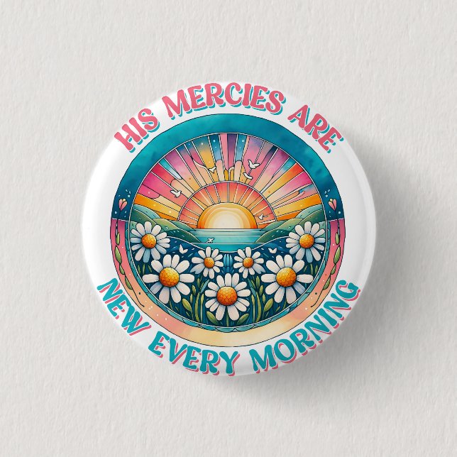 Guds meriter är nya varje morgon knapp (Framsida)