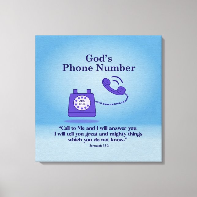 Guds Mobila nummer Jeremiah 33:3 Canvastryck (Framsida)