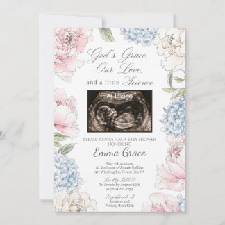 Guds nåd, kärlek och vetenskap Baby Shower-inbjuda Inbjudningar