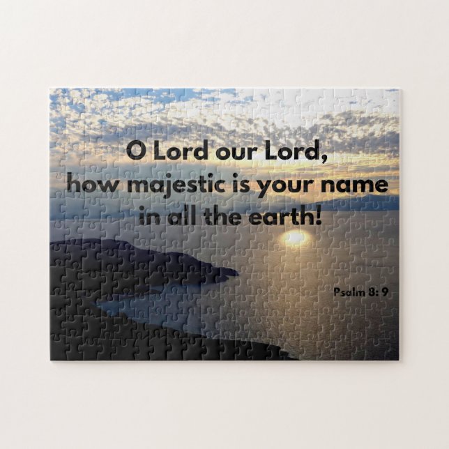 Guds Namn är Majestic Psalm 8 Bible Verse Pussel (Horisontell)