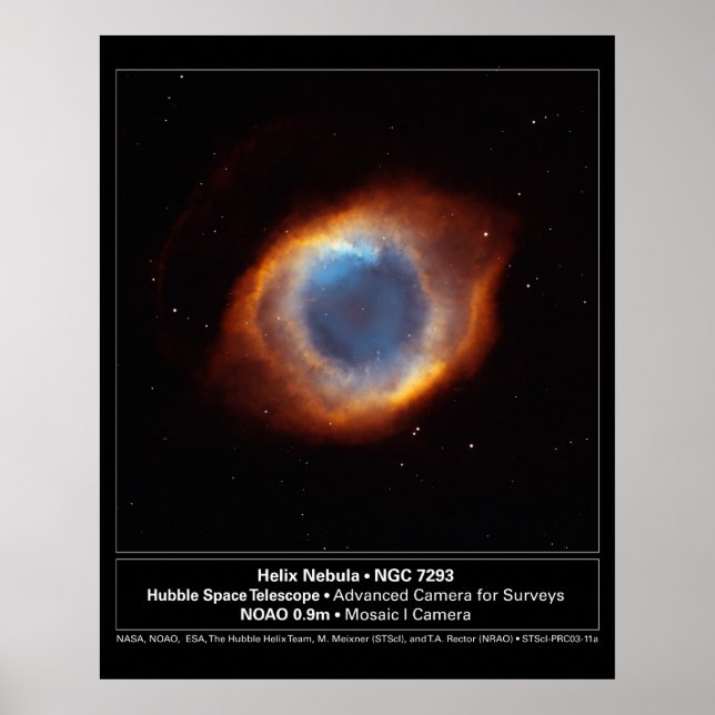 "Guds Öga" Helix Nebula Hubble Telescope Poster (Framsidan)