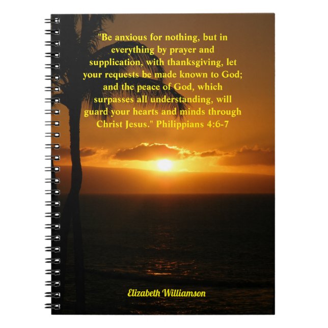 Guds Ord, Filippinerna 4:6-7, inspiration, bön Anteckningsbok (Framsidan)