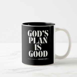 Guds plan är Bra - Romans 8:28 Två-Tonad Mugg