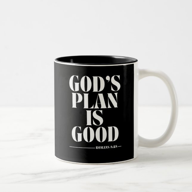 Guds Plan Är God – Romarbrevet 8:28 Två-Tonad Mugg (Höger)