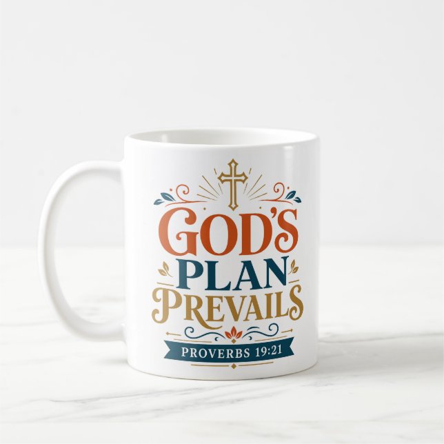 Guds plan råder Biblisk sanningscitat Kaffemugg (Vänster)