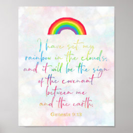 Guds regnbåge Genesis 9 Christian Bible Verse Wall Poster