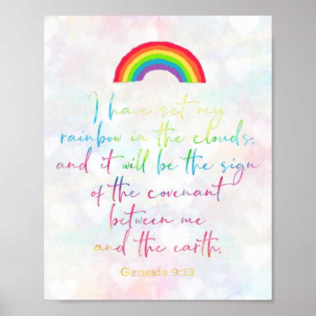 Guds regnbåge Genesis 9 Christian Bible Verse Wall Poster (Framsidan)