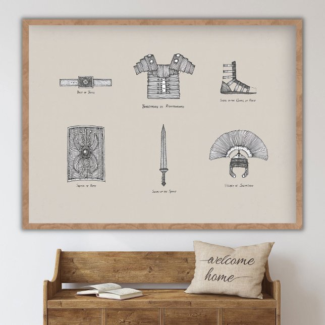 Guds rustning, Efesierbrevet 6:13-17, Bibeltryck,  Poster (Skapare uppladdad)