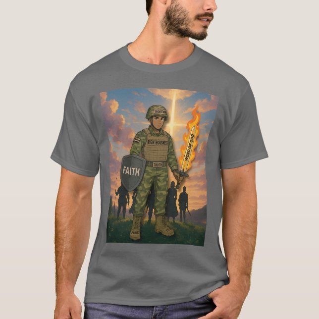 Guds rustning manlig anime-utgåva vintage t shirt (Framsida)
