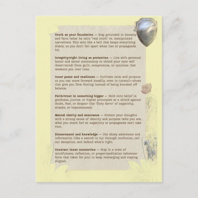 Guds rustning vykort (Framsida)