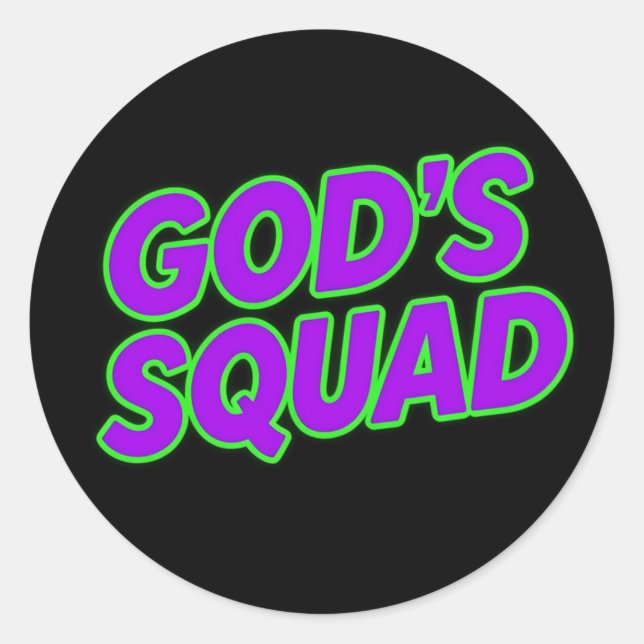 Guds Squad Runt Klistermärke (Framsida)