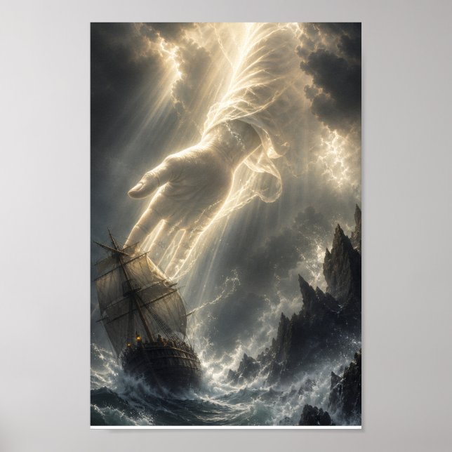 Guds vägledande hand - I stormiga hav Poster (Framsidan)