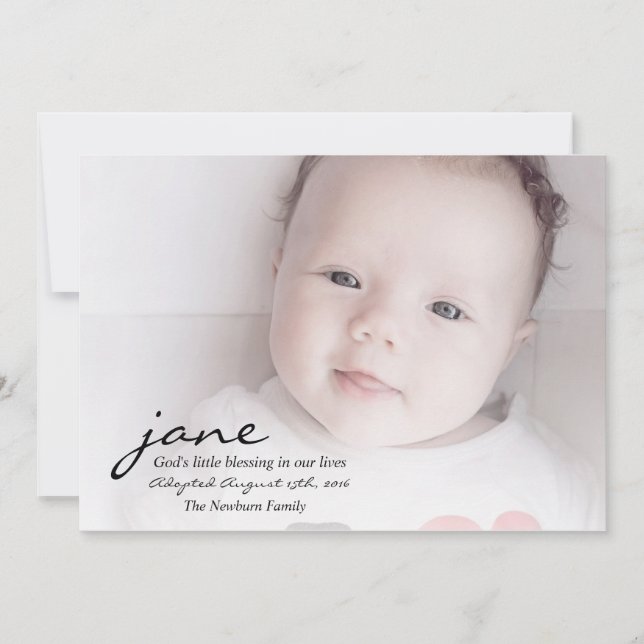 Guds välsignelsekort för adoption meddelande (Framsida)