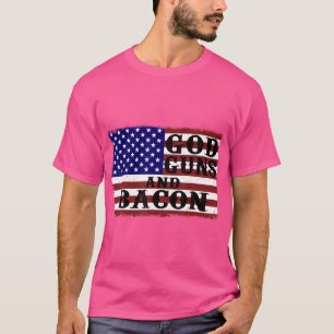 Guds vapen och Bacon USA flagga Kärlek i Land Tee