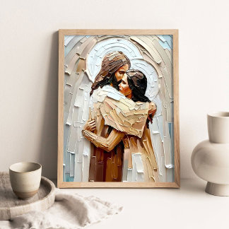 Guds viskning, kristen konst, Digital Jesus Porträ Poster
