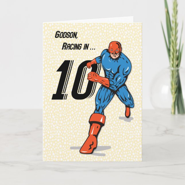 Gudson 10-årsdag Superhjälte Kort (Framsida)
