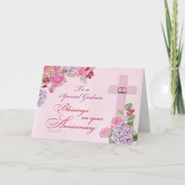 Gudsson Religiösa bröllopsjubileumsringar Kors Kort (Framsida)