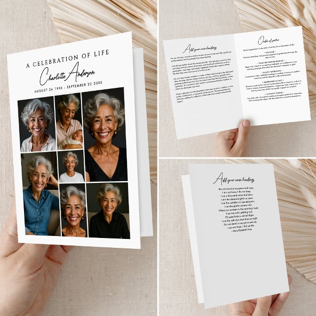 Gudstjänstordning Dödsannons 7-Bilds minnesstund/b Program (Skapare uppladdad)