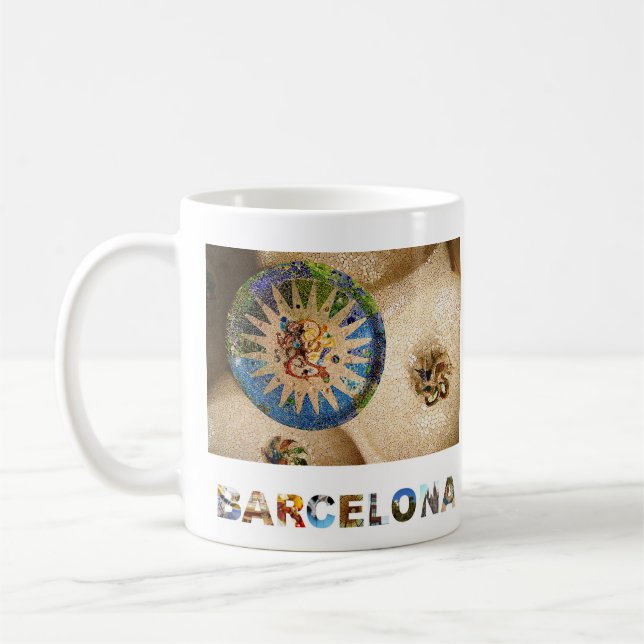 Guell Photo Barcelona Spain Gaudi Park Kaffemugg (Vänster)