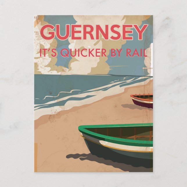 Guernsey Årgamla lokomotiv Resa Affisch Vykort (Framsida)