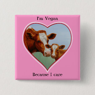 Guernsey Cow och Calf Vegan Knapp