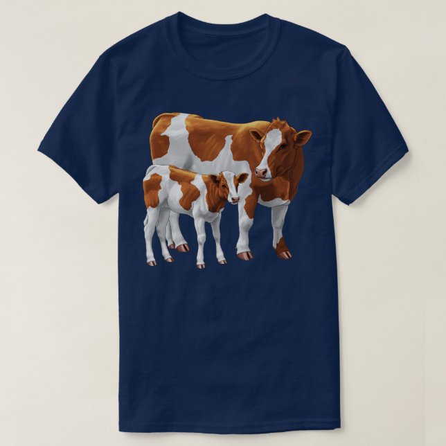 Guernsey Cow och Cute Calf T Shirt (Design framsida)