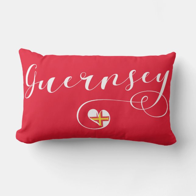 Guernsey Flagga Heart, Kanalöarna Lumbarkudde (Framsida)