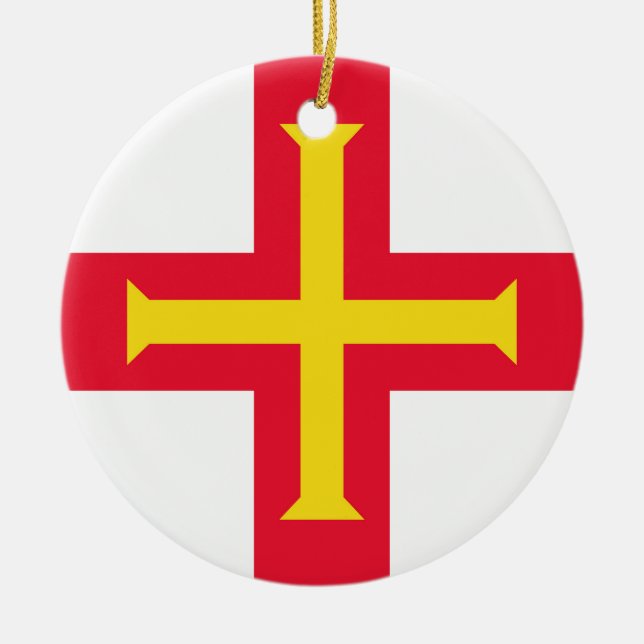 Guernsey flagga julgransprydnad keramik (Framsidan)