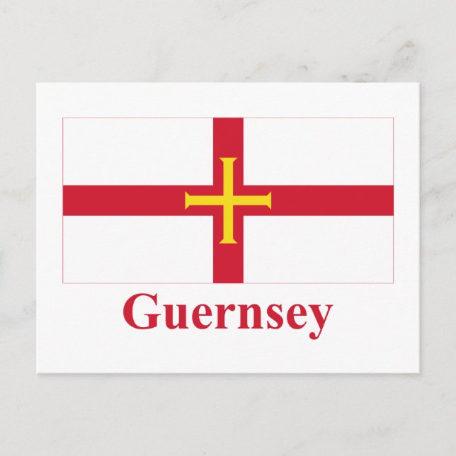 Guernsey Flagga med Namn Vykort (Framsida)