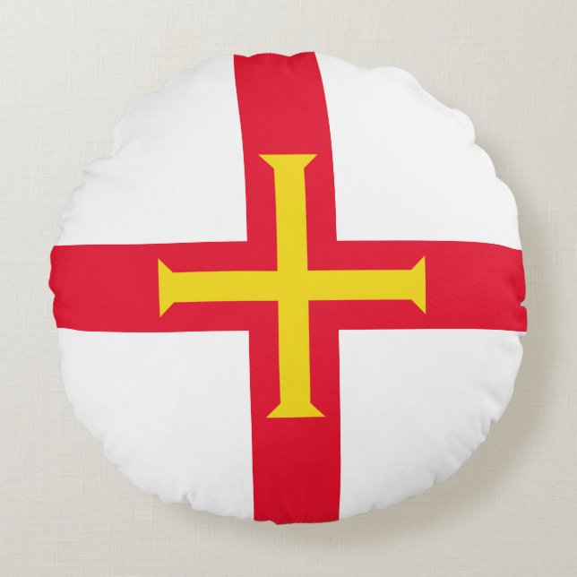 Guernsey Flagga Rund Kudde (Framsidan)