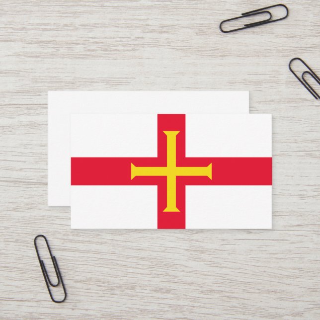 Guernsey flagga visitkort (Fram/Back In Situ)