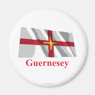 Guernsey som vinkar flagga med namn i Guerensiais Magnet