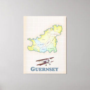 Guernsey vintage karta canvastryck