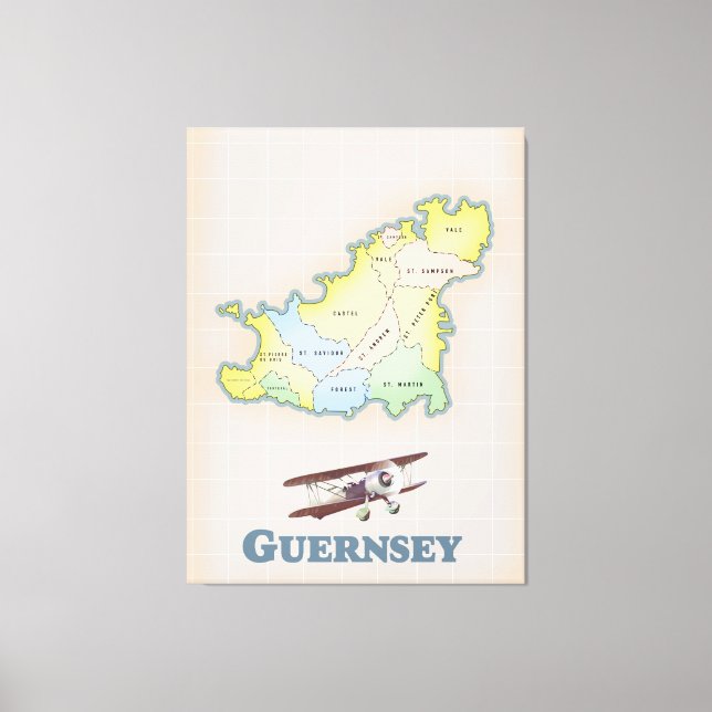 Guernsey vintage karta canvastryck (Framsida)