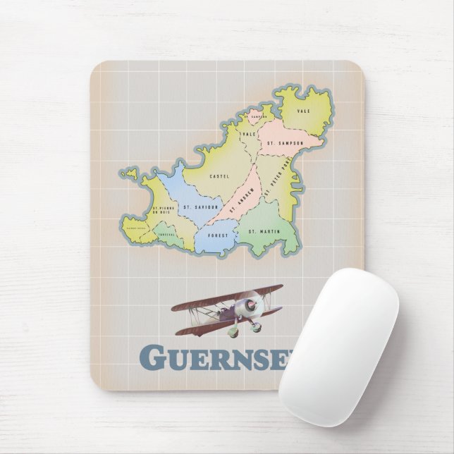 Guernsey vintage karta magnet musmatta (Med mus)